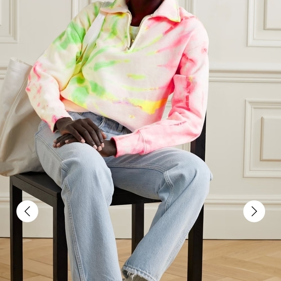 NWT RE/DONE Hanes 70s Neon Space Dye Cotton 1/4 Zip Sweatshirt Size Medium - Picture 7 of 16